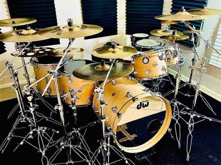 Auralex Wedges - shown in Charcoal - installed in a drum room