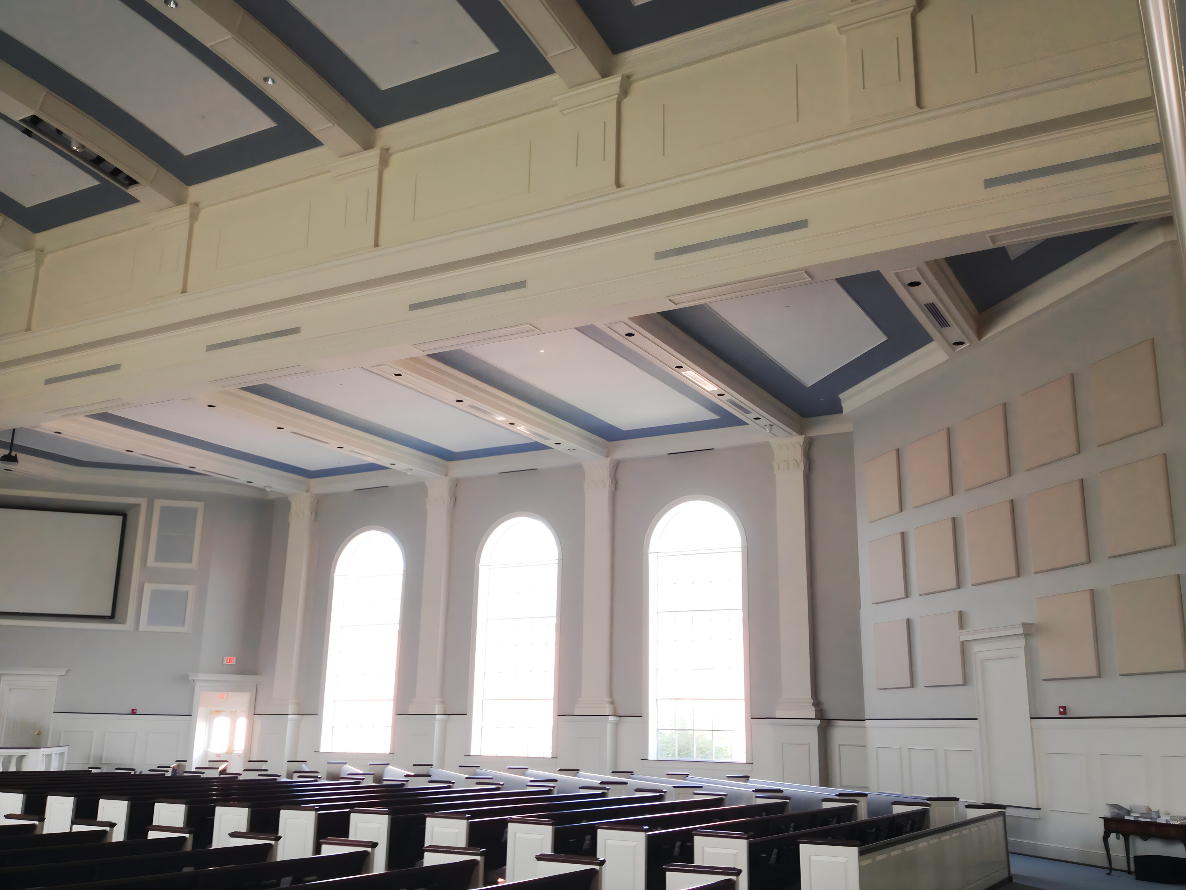 Auralex ProPanels - shown in Sandstone Fabric color - installed in House of Worship sanctuary