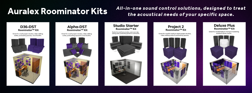 Images of Auralex Roominator kits and components